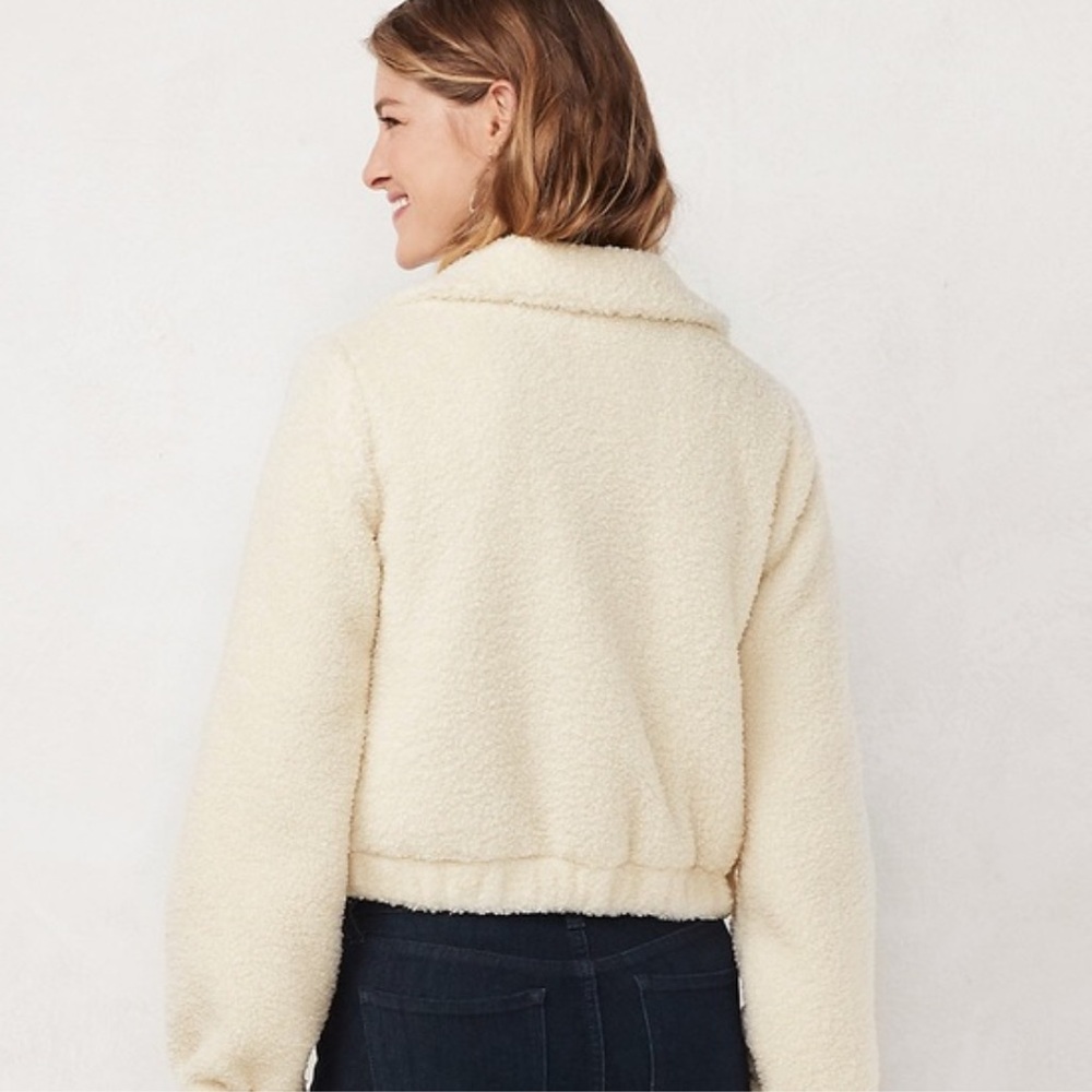 LC Lauren Conrad Faux Sherpa Teddy Jacket – Cream/Tan – Size L
